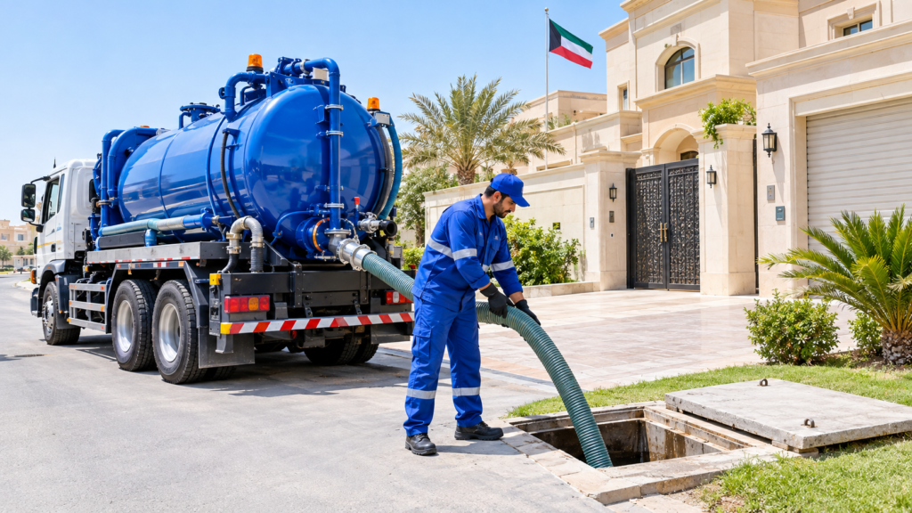 سحب وتنظيف البيارات في الكويت – سيارة شفط حديثة